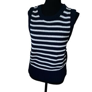 Chunky Scandi-Chic Preppy,Jumper Pullover Sleeveless Sweater Top Knitwear M